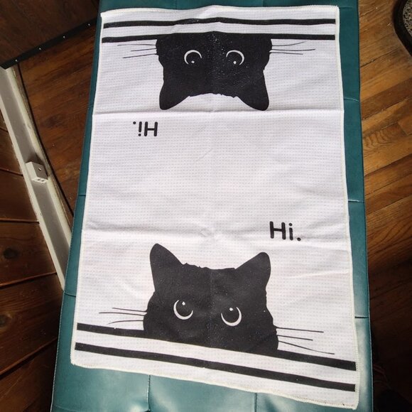 Black Cat Hand Towel Halloween Decor Bathroom Decoration Kitchen Dish Cloth Gift - Picture 4 of 11